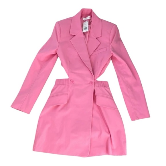 Jonathan Simkhai Kylo Cut Out Pink Blazer Mini Dress, NWT Size 6 - Picture 2 of 13